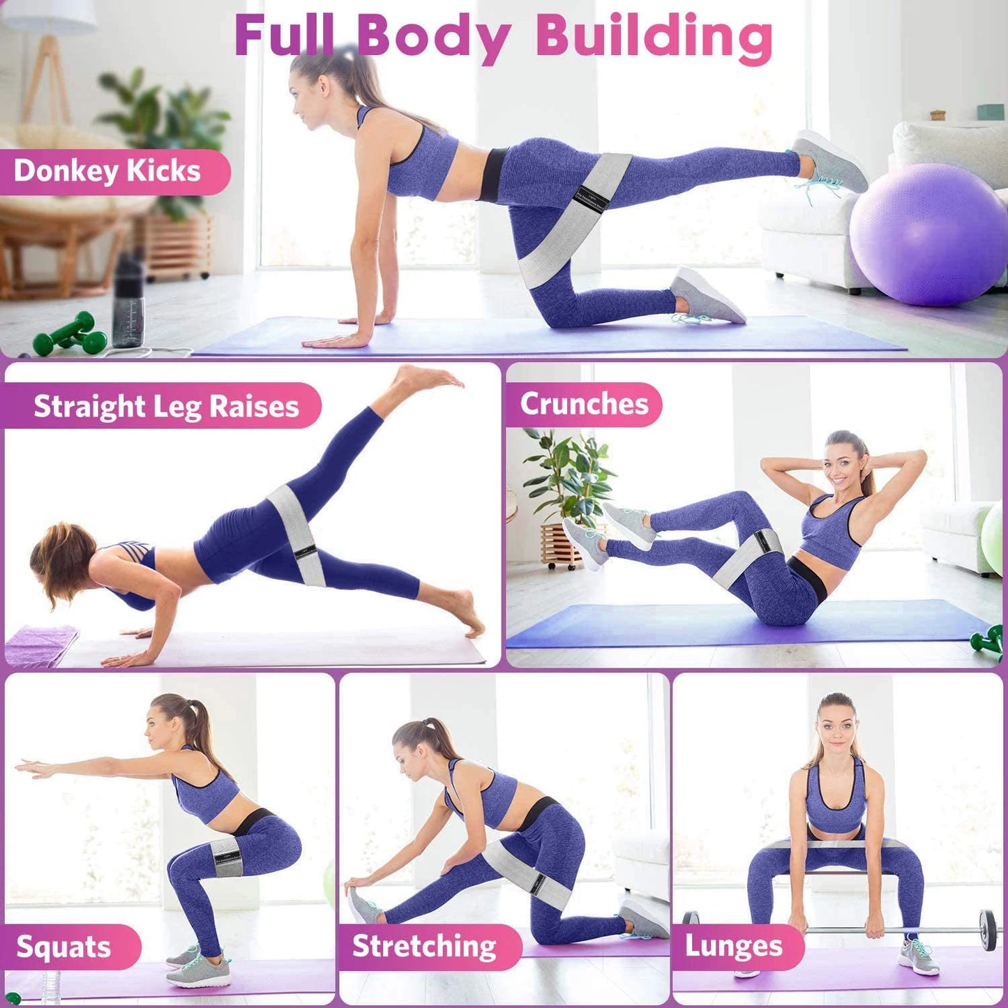 ANVI Resistance Bands – Tone Legs & Booty | Yoga, Pilates & Home Workout